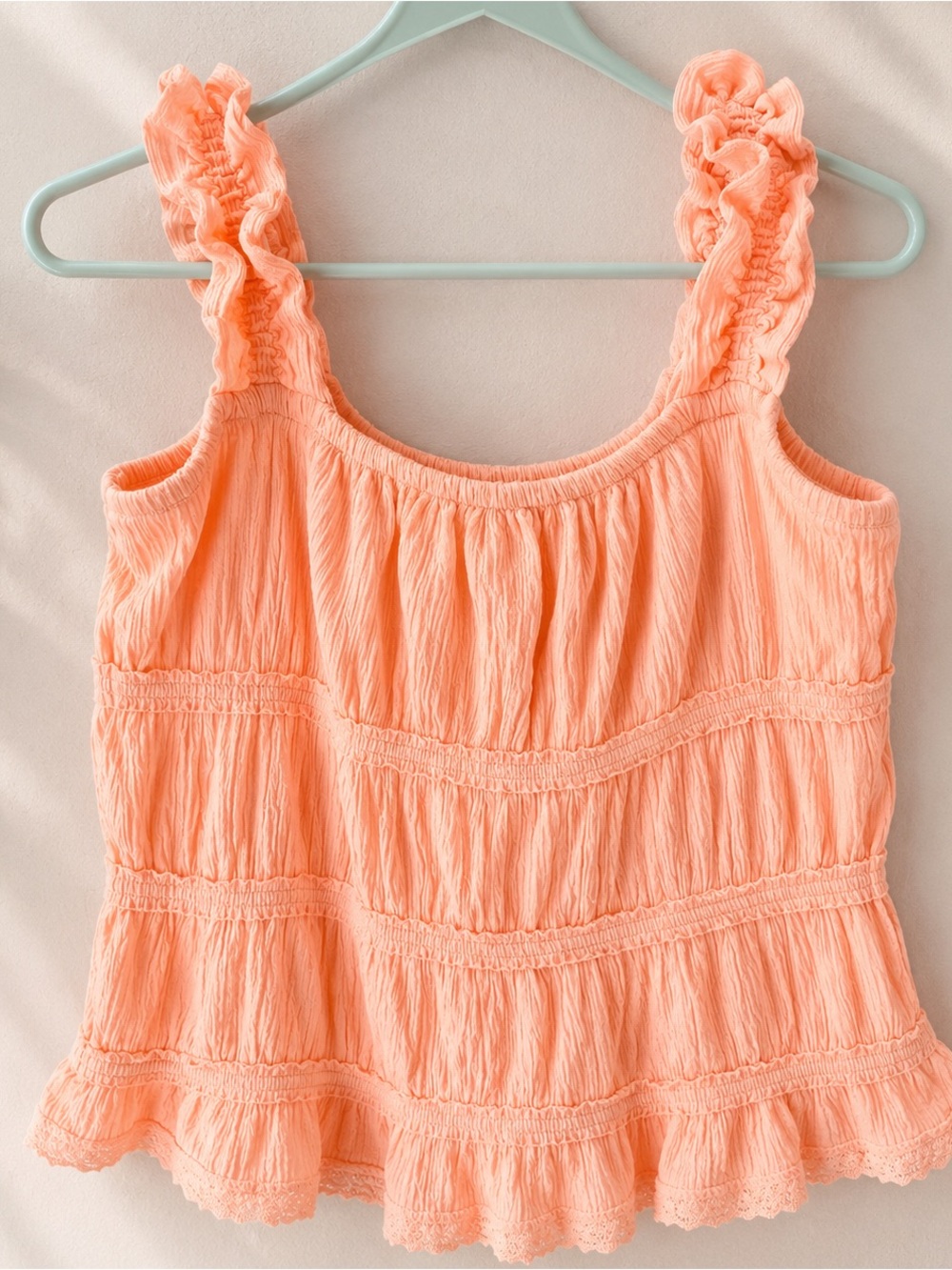 🌸 Old Navy Girls Peach Ruffle Tank Top | Size L (10–12) 🌸